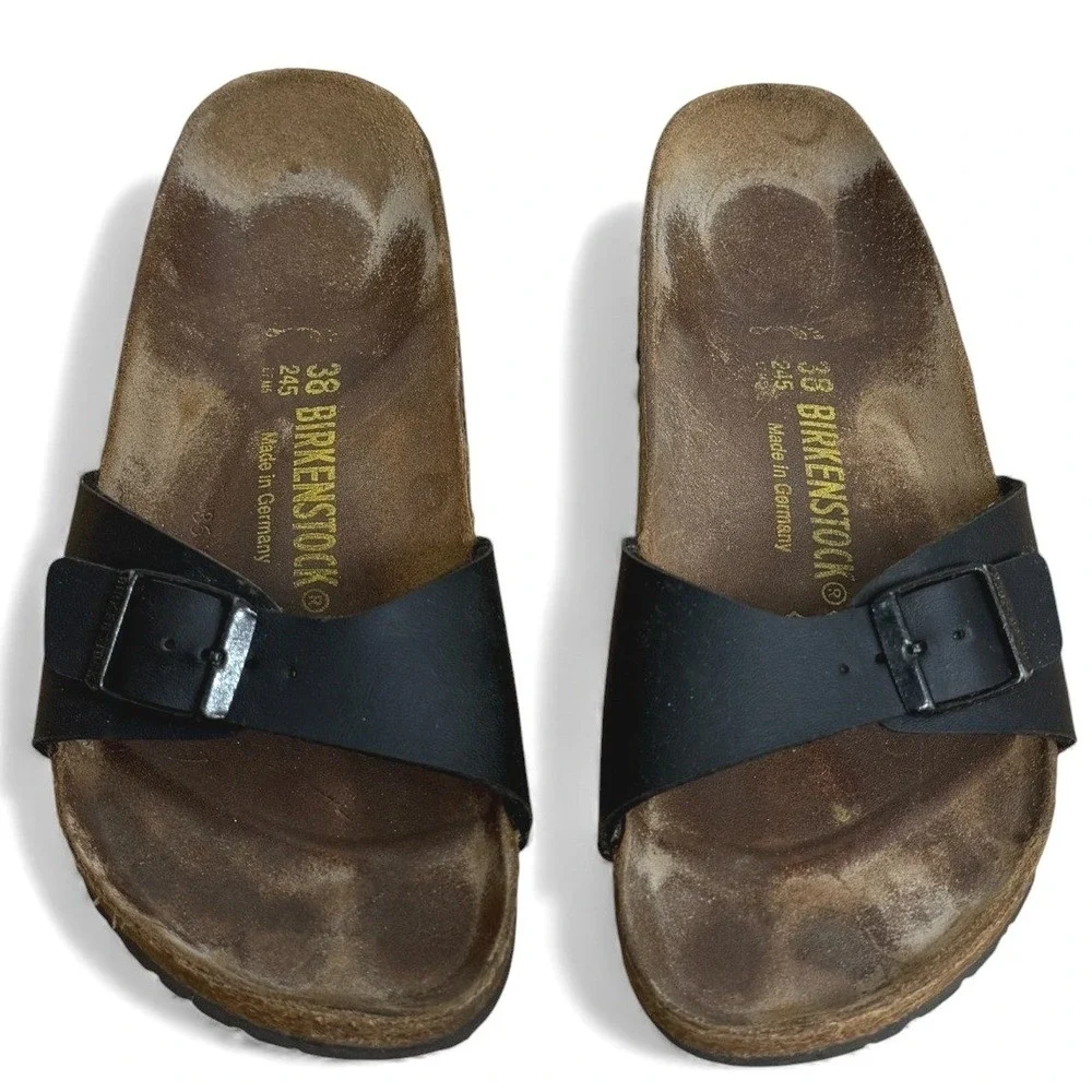 Birkenstock Madrid Sandals Womens EU 38 US 7 7.5 Narrow Black Birko‎ Flor